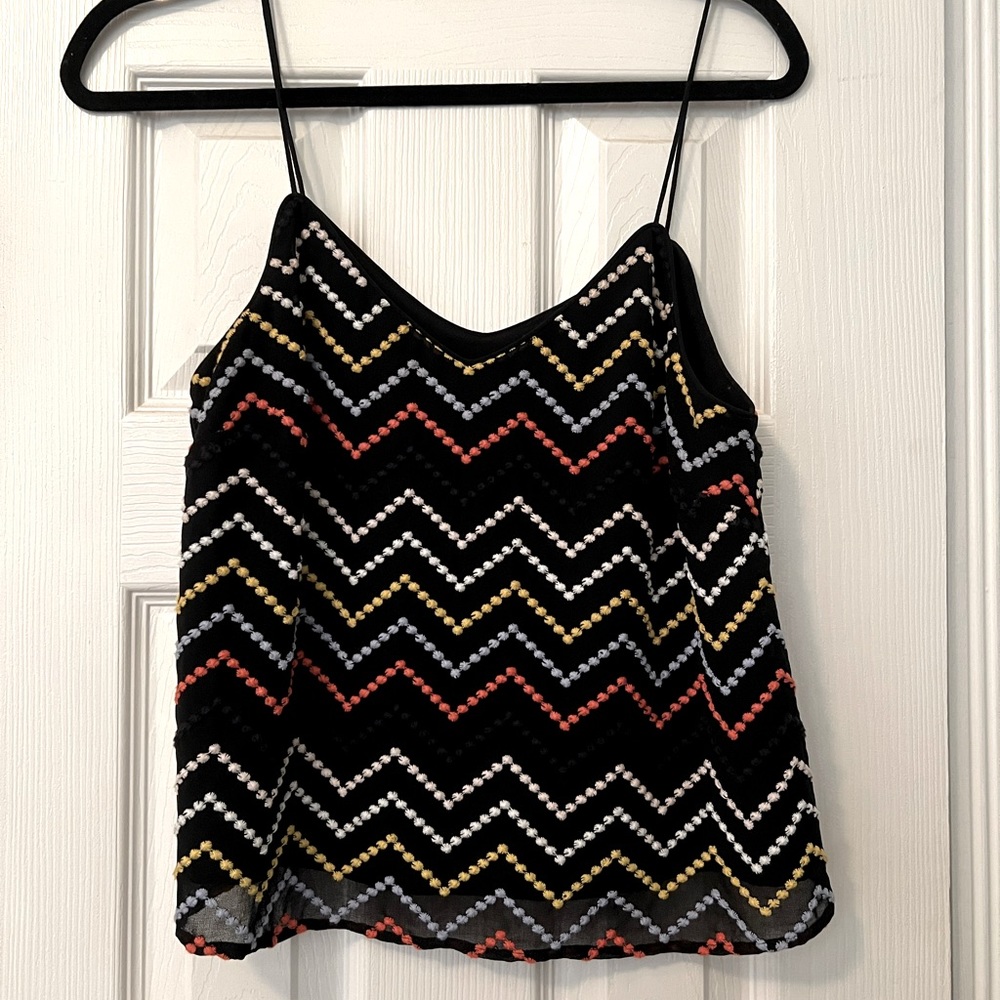 Navy Embroidered Chevron Tank Top